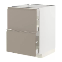 METOD/MAXIMERA 底櫃附面板/2抽屜, 白色/upplöv 消光/深米色, 60x60x80 公分