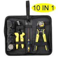 10 IN 1 Crimping Pliers Set Ratcheting Terminal Crimping Pliers Wire Strippers Pliers Kit Ferrule Crimper Tool