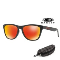 【Oakley】奧克利 FROGSKINS 亞洲版 舒適休閒太陽眼鏡 PRIZM鏡片 OO9245 63 霧黑框水銀鍍膜鏡片 公司貨