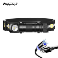 Magnetic charging Headlight 18650 SST40 LED Torch Flashlight night Lamp Light Memory Headlamp with Power Indicator Magnet Tail