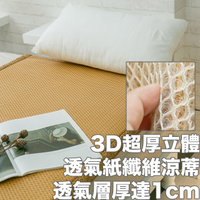 3D透氣紙纖維涼蓆［加厚型］加大(180*180cm)  透氣清涼  輕便好收納【外島無法配送】台灣製
