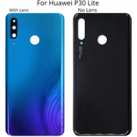 New For Huawei P30 Lite Nova 4e Battery Back Cover Rear Door 3D Glass Panel P30Lite Housing Case Adhesive + Camera Lens Replace