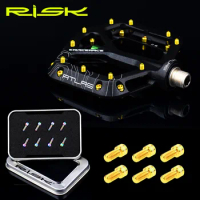 RISK 8pcs Bike Pedal Anti-Slip Bolts Titanium MTB Bike XC AM Downhill DH Pedal Screw