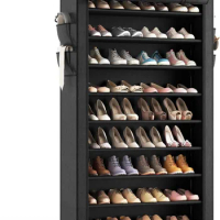 Shoe Rack with Covers - 10 Tiers Tall Shoe Rack Organizer Large Capacity Shoe Shelf Storage 40 Pairs Space Saving Vertical