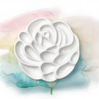 Watercolor Palette Ceramic Oil Paint Palette Round Plum Shape White Porcelain for Gouache Tray Art Supplies