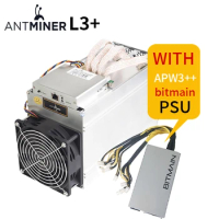Asic Miner Used Bitmain Antminer L3+ 504MH with PSU Litecoin Mining Machine LTC BTC Miner