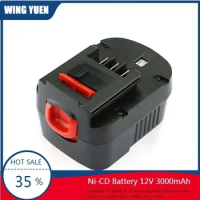 12V 3000mAh NI-CD Replacement Battery for Black&amp;Decker A1712 FS120B FSB12 HPB12 A12 A12-XJ A12EX FS120B FSB12 L50