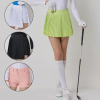 Blktee Ladies Quick Dry Golf Short Women Slim Pleated Casual Skort Girls Detachable High-waist Culottes Leisure Golf Skirt S-XXL