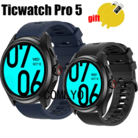 Silicone Bands For TicWatch Pro 5 Smart Watch Strap Soft Wristband Bracelet Band Screen protector film