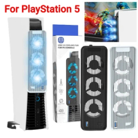 For PS5 Console External Host Cooling Fan with LED Light Cooling System Quiet Cooler Fan for Playstation 5 Disc&amp;Digital Edition