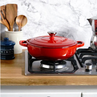 Macaron Color Enameled Cast Iron Cookware Mommy Pots Multi-function Fish Cake Pots Induction Cooker Universal Seafood Wok Pans