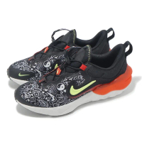 【NIKE 耐吉】慢跑鞋 Run Flow JP GS 大童 女鞋 黑 紅 運動鞋 抽繩 插畫(DV3106-001)