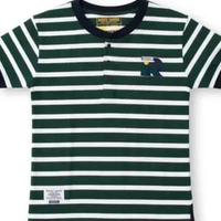 Kaos Salur Anak Laki Hijau/ Boys Striped T-Shirt Green/ RJ The Adventure 13-14 tahun