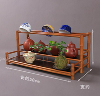 紫砂壺置物展示架竹制三層茶杯架復古雙層晾杯托瀝水架茶道茶具架