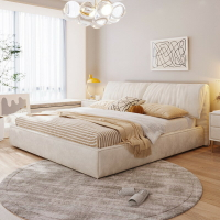 【KENS生活家具】大床 雙人床 軟床 法式奶油風科技布床1.8m現代簡約軟包實木床主臥小戶型大象耳朵床