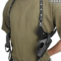【限時優惠】【好康】牛皮戶外戰術雙肩腋下槍套1911可攜式雙聯隱藏隱形快拔槍套