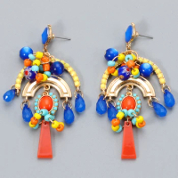 New Bohemian Beaded Big Tassel Drop Dangle Earrings for Women Vintage Statement Pendant Boho Handmade Chame Jewelry 2022 Trend