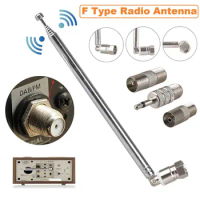 FM Radio Male F Type Telescopic Aerial Antenna 75 Ohm 3.5mm Adapter For Bose Wave