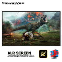 Ambient Light Rejecting ALR CLR 60 - 150 Inch Fixed Frame Projector Screen 1CM Narrow Bezel for Home Theater Projection 4K 3D