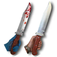 Realistic PU Hunting Knife Bloody Tools Accessary Halloween Props Weapons Decoration Horror Costume