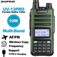 BAOFENG UV-13Pro Portable Walkie Talkie BF-UV13PRO Tow Way Radios 10W Dual Band Wireless Transceiver Support Type-C Charging