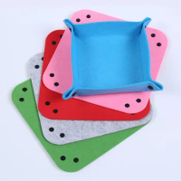 Foldable Storage Box Dice Tray Felt Folding Key Coin Storage Square Tray Dice Game For Table Board Games Sundries Serving Tray