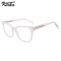 Kirka Female Eyewear Acetate Rectangle Shape Optical Frames Cream Color Design Wide Temple Glasses For Ladies&amp;Women WD1421