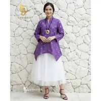 BLOUSE SEMI KEBAYA LINGGAR AYU | BLUS SEMI KEBAYA JUMPUTAN HANDMADE ASLI SOLO XL UNGU TUA