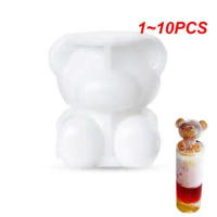 1~10PCS 5.5*5.5cm Silicone Ice Mold Bear 3D Reusable Ice Ball Maker Plaster Soap Candle Decor Summer Ice Cream Kitchen