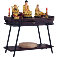 XL Solid Wood Guan Gong Altar Buddha Shrine Bodhisattva Worship Table Guanyin Buddhist Hall Prayer Altar Table Table