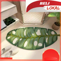 KARPET LUCU keset karakter lucu Keset Kamar Tidur & Kamar Mandi Motif Daun Monstera Esthetic