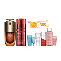 【CLARINS 克蘭詩】疾速撫紋發光組(黃金雙萃精華30ml+賽車眼霜15ml)