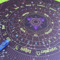 Round Pendulum Divination Tablecloth Tarots Card Pad Runes Altar Table Cloth Constellation Magic Board Game Rubber Pad