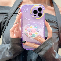 手機殼 ● 紫色愛心網紅同款支架適用iPhone12Pro max蘋果13手機殼11女xs xr