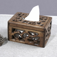 泰國實木鏤空紙巾盒復古中式木質雕花餐巾紙盒創意家用手紙抽紙盒