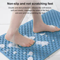 Bathroom Mat with Suction Cup Multiple Drainage Holes 40x70cm Comfortable Non-slip Shower Floor Pad Waterproof Carpet Home Decor