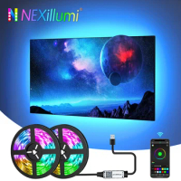 Nexillumi LED Strip Lights 1M-15M TV LED Backlight for 22 Inch-85 Inch TV RGB LED Strip USB Powered, APP Control Sync to Music