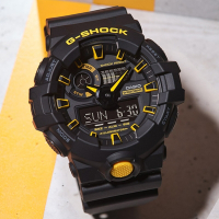 CASIO 卡西歐 G-SHOCK 搶眼風格 黑x黃雙顯腕錶 母親節 禮物 53.4mm / GA-700CY-1A