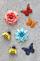 戶外花園庭院鐵藝掛件墻飾裝飾花朵蝴蝶幼兒園陽臺壁掛園藝雜件