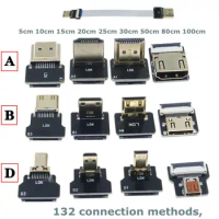 Ribbon FPV HDMI-Compatible Connector Flexible Flat Cable Raspberry Pi 4 Micro HDMI To HDMI/Mini HDMI Female 90 Degree FFC 20Pin