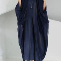 Botvotee Bright Silk Muslim Abayas for Women 2023 New Fashion Solid Casual Batwing Sleeve Cardigan Elegant Oversized Long Kaftan
