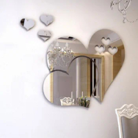 1/2PCS 3D Mirror Love Hearts Wall Sticker Decal DIY Home Room Removable Art Mural Decorations