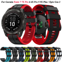 22 26mm Silicone Smartwatch Band Strap For Garmin Fenix 7 7X 6 6X Pro 5X 5 Plus/955/945/Tactix Delta Quickfit Watchband Bracelet
