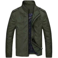 Spring and Autumn New Popular Outdoor Clothing Standing Slim Military Flight Jacket Men's Casual Windproof Jacket Solid Color