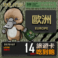 【鴨嘴獸 旅遊網卡】歐洲eSIM 旅遊卡 14日吃到飽 歐洲上網卡(歐洲地區 免插卡 eSIM卡)