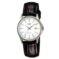 CASIO 經典簡約時尚巧小皮帶日曆腕錶(LTP-1183E-7A)-白面/28mm
