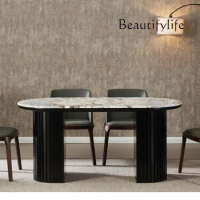 Mild Luxury Marble Rectangular Dining Table Solid Wood Designer Model Model Room Dining Table Conference Table