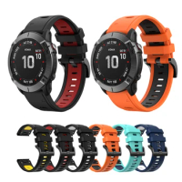 26mm Soft Silicone Sport Band for Garmin Watch fenix6X Series 51MM Rubber Watchband Strap on smart Garmin Watch fenix6X 51MM bra