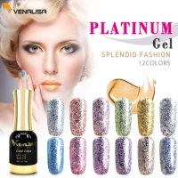 Venalisa Nail Art 12ml Super Shine Diamond Glitter Sequin Starry Platinum Enamel Gel Polish