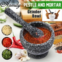 Amoliy PP Material Grinder Bowl Mortar Pestle Kit Garlic Herb Spice Chill Nuts Seasoning Mixing Grinding Crusher Bowl Kitchen